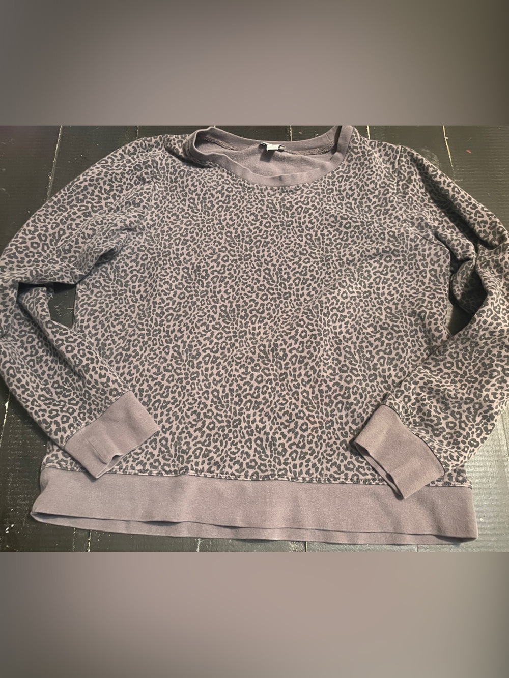 J.Crew Gray/Purple Leopard Print Pullover Sweater